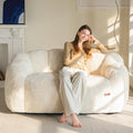 Floral Bean Bag Chair for Adults – Ultra Soft Faux Fur Lounge Sofa with Shredded Foam, Cozy Floor Chair for Living Room & Bedroom