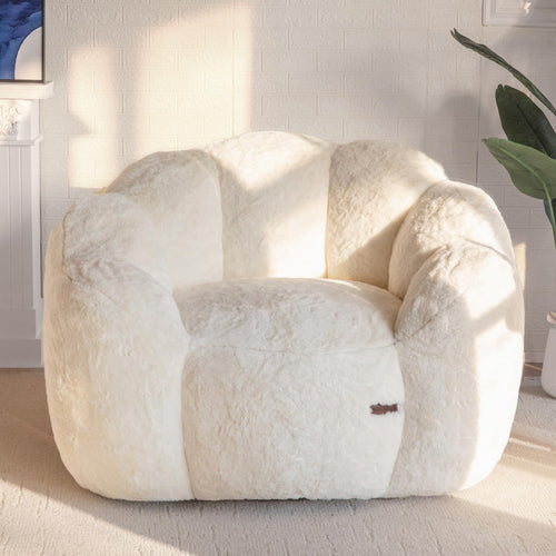 Floral Bean Bag Chair for Adults – Ultra Soft Faux Fur Lounge Sofa with Shredded Foam, Cozy Floor Chair for Living Room & Bedroom