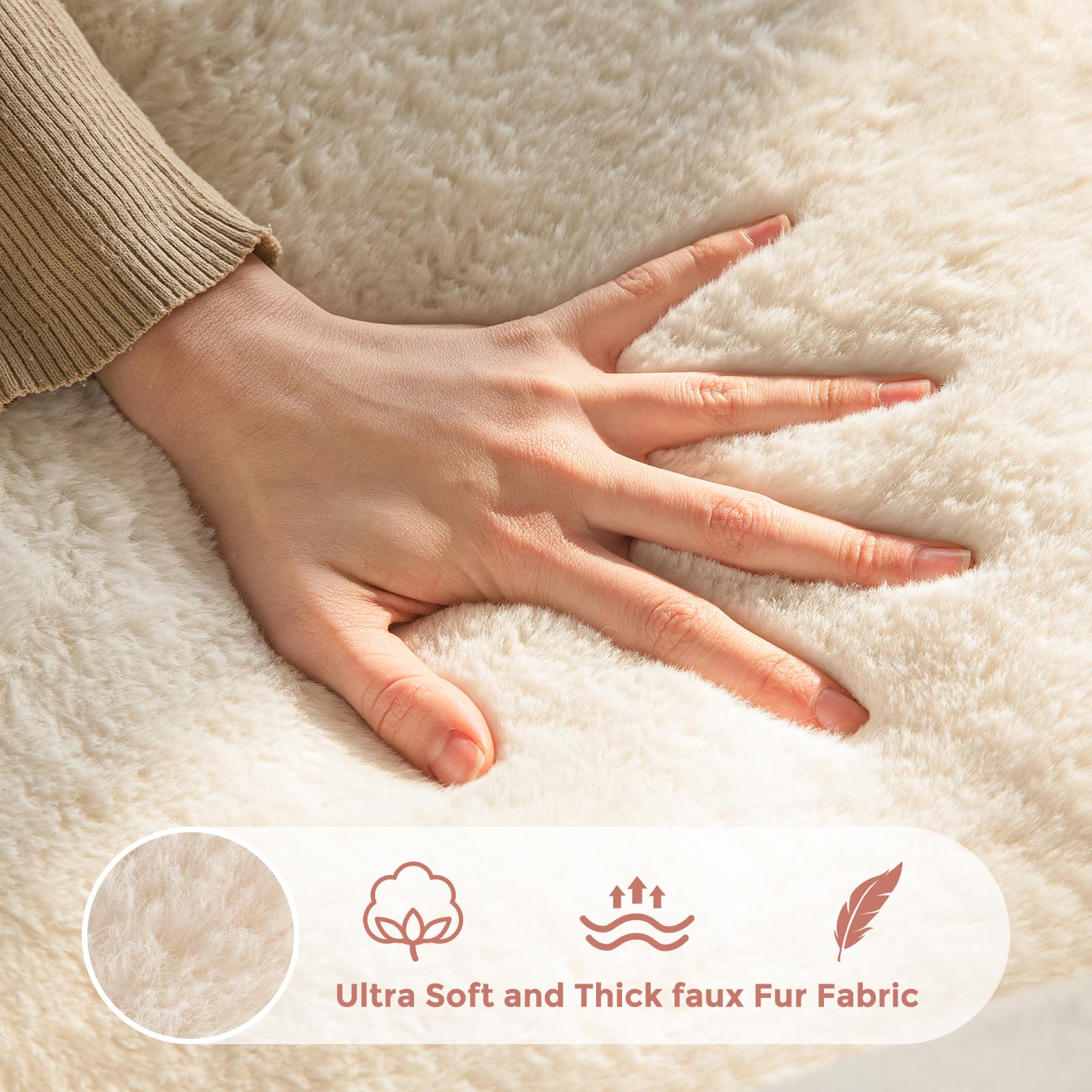 Floral Bean Bag Chair for Adults – Ultra Soft Faux Fur Lounge Sofa with Shredded Foam, Cozy Floor Chair for Living Room & Bedroom