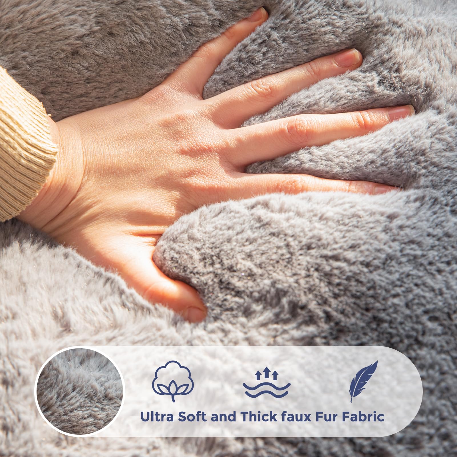Floral Bean Bag Chair for Adults – Ultra Soft Faux Fur Lounge Sofa with Shredded Foam, Cozy Floor Chair for Living Room & Bedroom